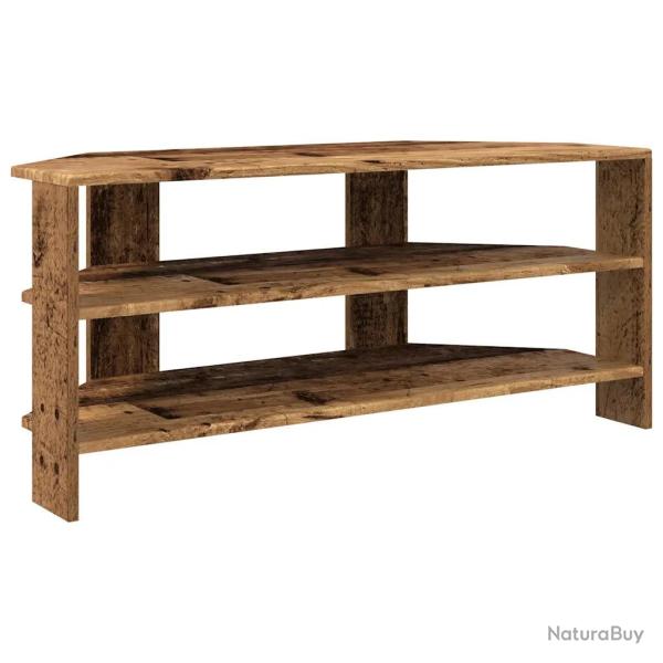 Meuble TV d'angle moderne avec rangement spacieux 102 x 40 x 45 cm en bois d'ing�nierie bois ancien