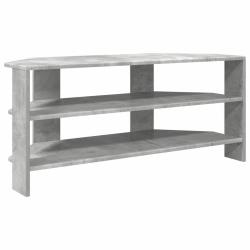 Meuble TV d'angle moderne avec rangement pratique 102 x 40 x 45 cm en bois d'ing&eacute;nierie gris b&eacute;ton