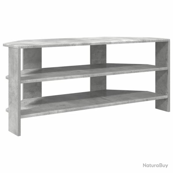 Meuble TV d'angle moderne avec rangement pratique 102 x 40 x 45 cm en bois d'ing�nierie gris b�ton