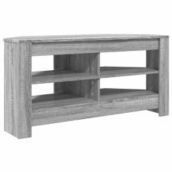Meuble TV d'angle rectangulaire moderne pratique 102 x 40,5 x 45 cm en bois d'ing&eacute;nierie gris sonom