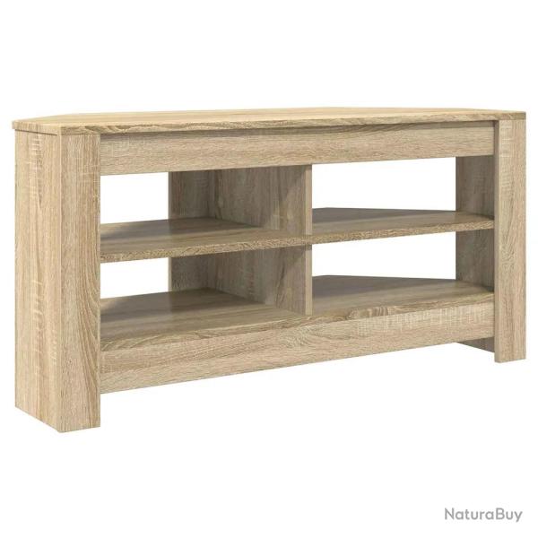 Meuble TV d'angle moderne rectangulaire 102 x 40,5 x 45 cm avec espaces de rangement multiples en b