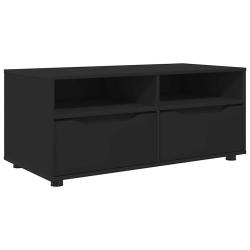 Meuble TV rectangulaire moderne avec tiroir et &eacute;tag&egrave;res 100 x 48 x 43 cm en bois d'ing&eacute;nierie noir