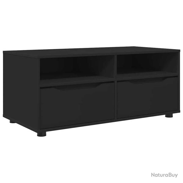 Meuble TV rectangulaire moderne avec tiroir et �tag�res 100 x 48 x 43 cm en bois d'ing�nierie noir