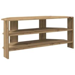 Meuble TV d'angle moderne rangement pratique 102 x 40 x 45 cm en bois d'ing&eacute;nierie ch&ecirc;ne artisanal