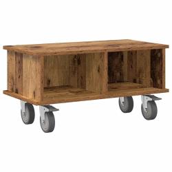Meuble TV rectangulaire moderne avec rangement fonctionnel salon 68,5 x 35 x 35 cm en bois d'ing&eacute;ni