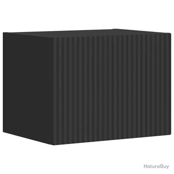 Meuble TV mural moderne minimaliste rangement pratique 60 x 31 x 30 cm en bois d'ing�nierie noir 02