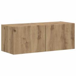 Lot de 2 meubles TV muraux modernes avec 2 &eacute;tag&egrave;res pratiques 60 x 31 x 29.5 cm en bois d'ing&eacute;nieri