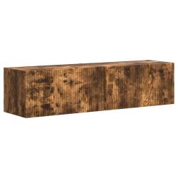 Lot de 2 meubles TV muraux modernes avec &eacute;tag&egrave;res pratiques 60 x 31 x 29,5 cm en bois d'ing&eacute;nierie