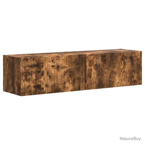 Lot de 2 meubles TV muraux modernes avec �tag�res pratiques 60 x 31 x 29,5 cm en bois d'ing�nierie