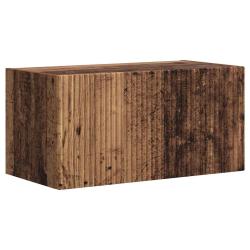 Meuble TV mural moderne d&eacute;coratif avec &eacute;tag&egrave;res 60 x 31 x 29 cm en bois d'ing&eacute;nierie bois ancien 02