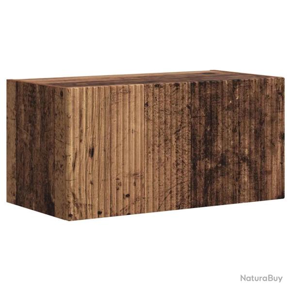 Meuble TV mural moderne d�coratif avec �tag�res 60 x 31 x 29 cm en bois d'ing�nierie bois ancien 02