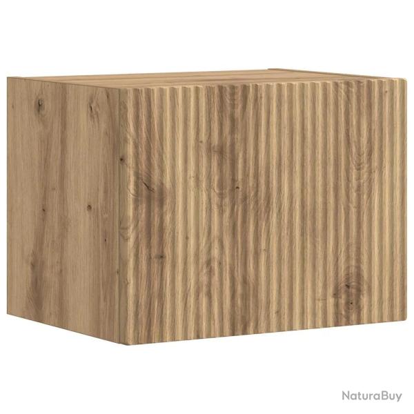 Meuble TV mural moderne avec �tag�res 60 x 31 x 29 cm rangement efficace en bois d'ing�nierie ch�ne