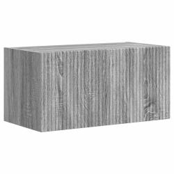 Meuble TV mural moderne avec &eacute;tag&egrave;res d&eacute;coratives 60 x 31 x 29 cm en bois d'ing&eacute;nierie gris sonoma