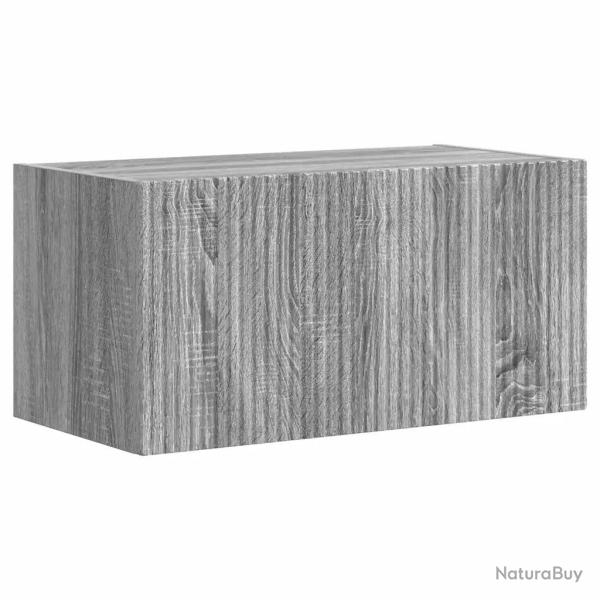 Meuble TV mural moderne avec �tag�res d�coratives 60 x 31 x 29 cm en bois d'ing�nierie gris sonoma