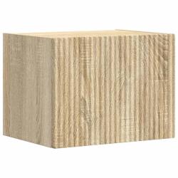 Meuble TV mural moderne avec &eacute;tag&egrave;re et porte pivotante 60 x 31 x 29 cm en bois d'ing&eacute;nierie sonoma