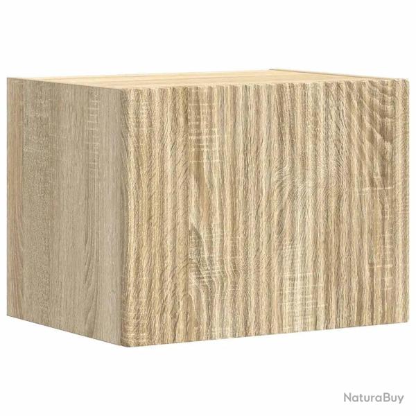 Meuble TV mural moderne avec �tag�re et porte pivotante 60 x 31 x 29 cm en bois d'ing�nierie sonoma