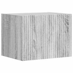 Meuble TV mural moderne avec &eacute;tag&egrave;re gain de place 60 x 31 x 29 cm en bois d'ing&eacute;nierie gris sonoma