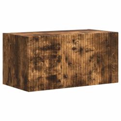 Meuble TV mural moderne avec &eacute;tag&egrave;res pratique 60 x 31 x 29,5 cm en bois d'ing&eacute;nierie ch&ecirc;ne fum&eacute; 02