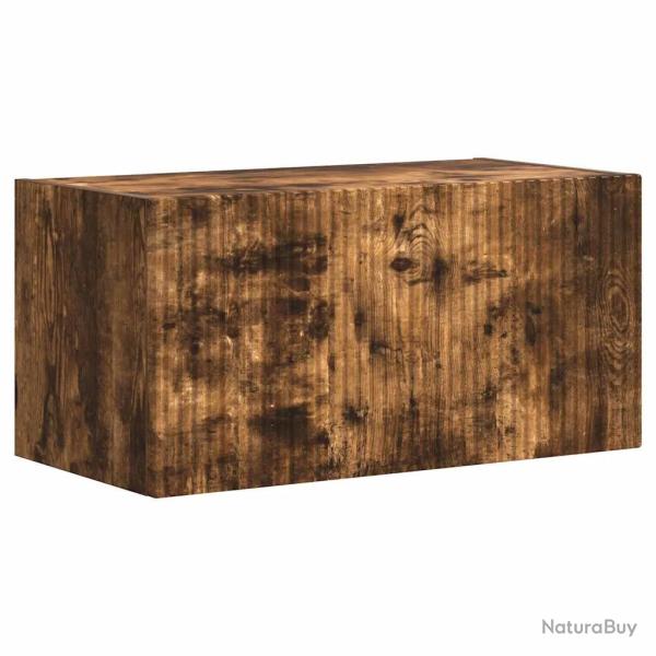 Meuble TV mural moderne avec �tag�res pratique 60 x 31 x 29,5 cm en bois d'ing�nierie ch�ne fum� 02