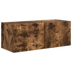 Meuble TV mural moderne compact 78,5 x 31 x 29,5 cm avec &eacute;tag&egrave;res fonctionnelles en bois d'ing&eacute;nier