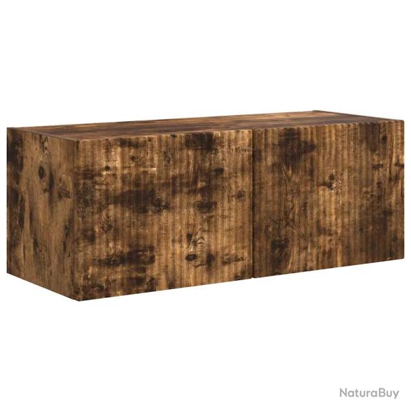 Meuble TV mural moderne compact 78,5 x 31 x 29,5 cm avec �tag�res fonctionnelles en bois d'ing�nier