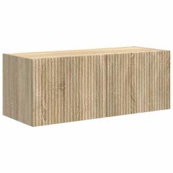 Meuble TV mural moderne minimaliste 78,5 x 31 x 29,5 cm avec rangement pratique en bois d'ing&eacute;nieri