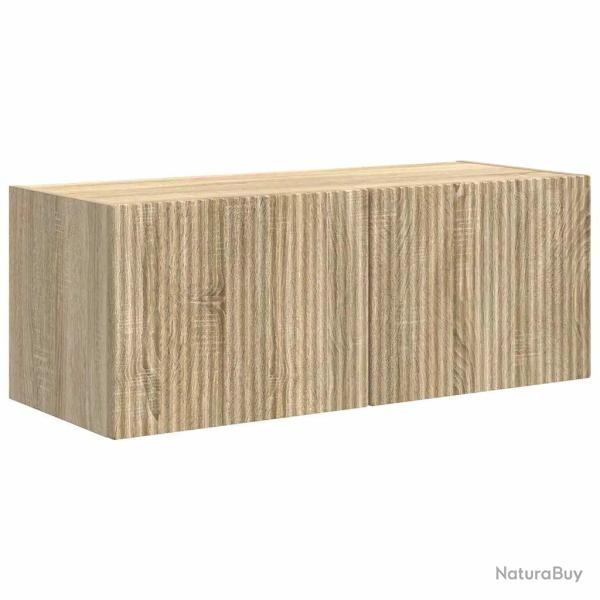 Meuble TV mural moderne minimaliste 78,5 x 31 x 29,5 cm avec rangement pratique en bois d'ing�nieri
