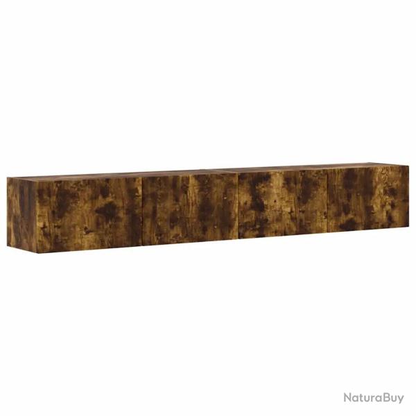 Lot de 2 meubles TV muraux modernes 98 x 31 x 29,5 cm avec �tag�res et portes pivotantes en bois d'