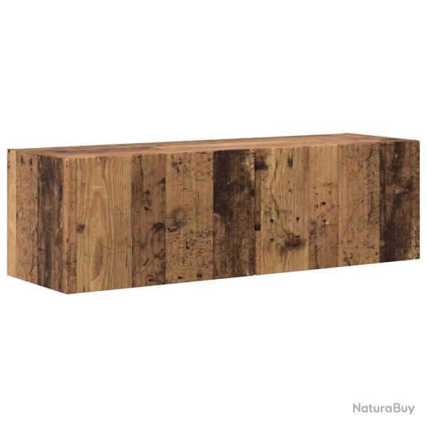 Meuble TV mural moderne avec �tag�res ouvertes pour petit espace 98 x 31 x 29 cm en bois d'ing�nier