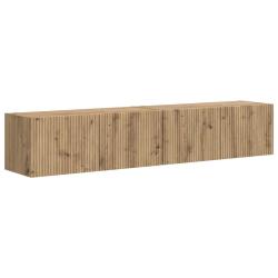 Lot de 2 meubles TV muraux modernes avec &eacute;tag&egrave;res 60 x 31 x 29 cm espace optimis&eacute; style minimaliste