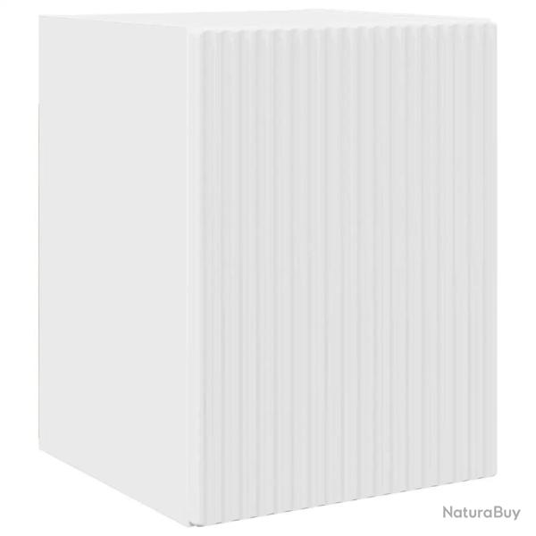 Meuble TV mural moderne gain de place 30 x 31 x 40 cm en bois d'ing�nierie blanc brillant 02_0054942