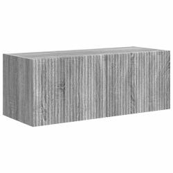 Meuble TV mural moderne avec &eacute;tag&egrave;res 78,5 x 31 x 29,5 cm forme cubique en bois d'ing&eacute;nierie gris s