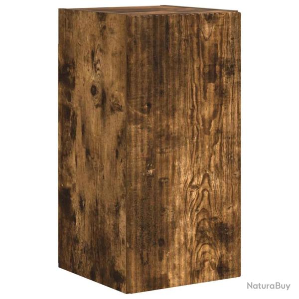 Meuble TV mural moderne minimaliste rangement 30 x 31 x 60 cm en bois d'ing�nierie ch�ne fum� 02_00