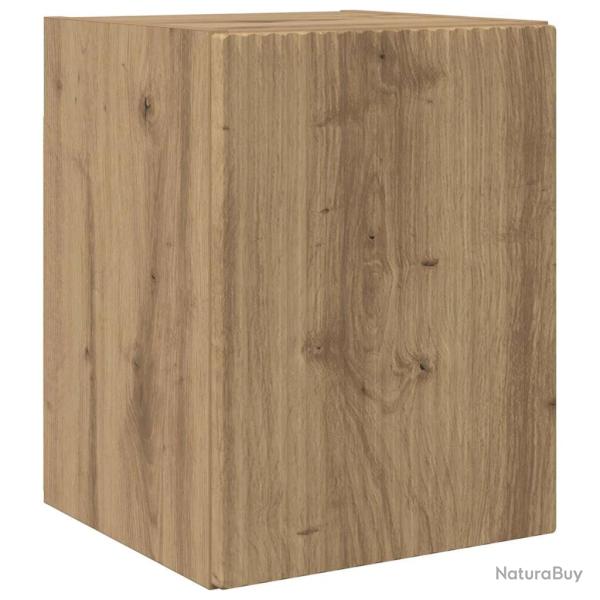 Meuble TV mural moderne minimaliste 30 x 31 x 40 cm avec rangement en bois d'ing�nierie ch�ne artis