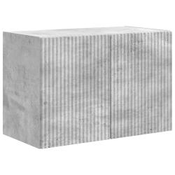 Meuble TV mural contemporain avec rangement pratique 59,5 x 31 x 40 cm en bois d'ing&eacute;nierie gris b&eacute;