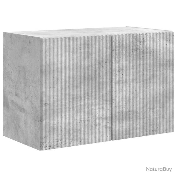 Meuble TV mural contemporain avec rangement pratique 59,5 x 31 x 40 cm en bois d'ing�nierie gris b�