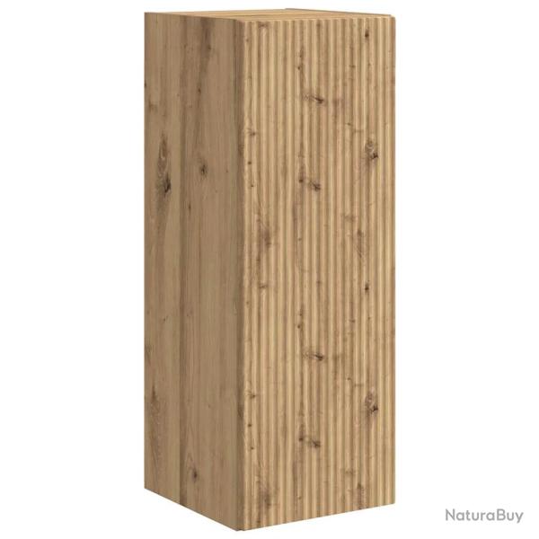 Meuble TV mural moderne 30 x 31 x 80 cm avec rangement pratique style minimaliste en bois d'ing�nie