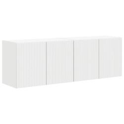 Meuble TV mural rectangulaire minimaliste contemporain 59,5 x 31 x 40 cm en bois d'ing&eacute;nierie blanc