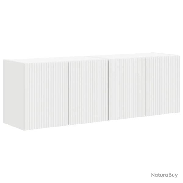 Meuble TV mural rectangulaire minimaliste contemporain 59,5 x 31 x 40 cm en bois d'ing�nierie blanc