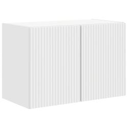 Meuble TV mural rectangulaire moderne rangement optimal 59,5 x 31 x 40 cm en bois d'ing&eacute;nierie blan