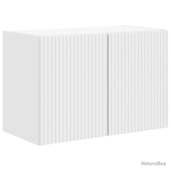 Meuble TV mural rectangulaire moderne rangement optimal 59,5 x 31 x 40 cm en bois d'ing�nierie blan