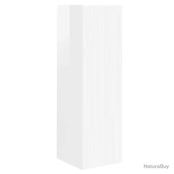 Meuble TV mural moderne �pur� 30 x 31 x 100 cm rangement mural en bois d'ing�nierie blanc brillant