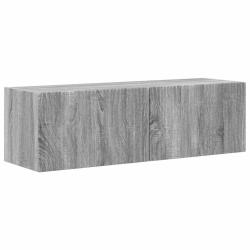 Meuble TV mural moderne avec &eacute;tag&egrave;res murales 98 x 31 x 29 cm style minimaliste en bois gris sonoma