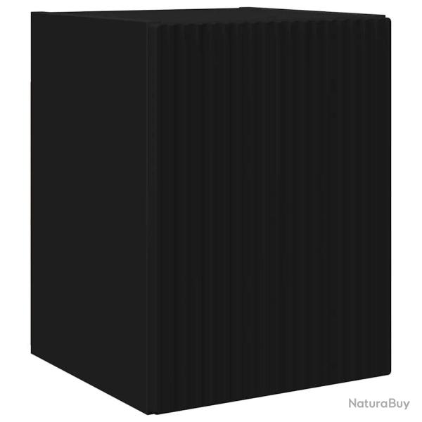 Meuble TV mural moderne minimaliste 30 x 31 x 40 cm rangement pratique en bois d'ing�nierie noir 02