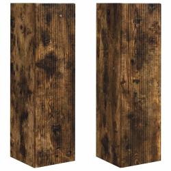Meuble TV mural moderne espace gain rangement 30 x 31 x 100 cm en bois d'ing&eacute;nierie ch&ecirc;ne fum&eacute; 02_0