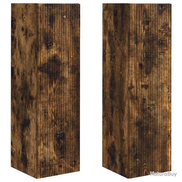 Meuble TV mural moderne espace gain rangement 30 x 31 x 100 cm en bois d'ing�nierie ch�ne fum� 02_0
