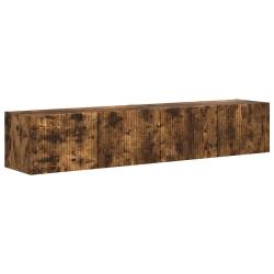 Lot de 2 meubles TV muraux modernes minimalistes 60 x 31 x 29 cm avec &eacute;tag&egrave;res pratiques en bois d'