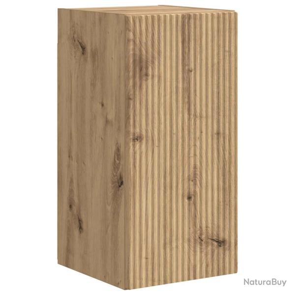 Meuble TV mural moderne design minimaliste 30 x 31 x 60 cm en bois d'ing�nierie ch�ne artisan 02_00