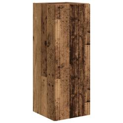 Meuble TV mural moderne minimaliste 30 x 31 x 80 cm avec rangements en bois d'ing&eacute;nierie bois ancie
