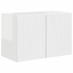 Meuble TV mural contemporain minimaliste rangement 59,5 x 31 x 40 cm en bois blanc brillant 02_0055